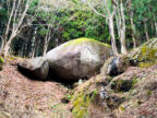 【田村市】めちゃくちゃおっきい岩！！「古代亀石」真っ二つに割れた「笠石山の刃」